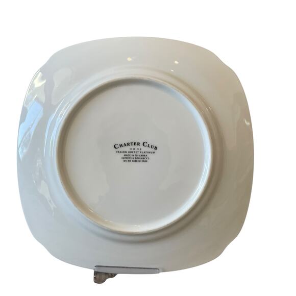 6 Charter Club Fashion Buffet Platinum Blue Floral Salad Plates 8.5in for Macy's - Picture 9 of 14